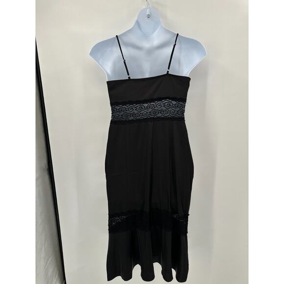 Express Slip Dress Womens Medium Midi Babydoll Black Lace Whimsigoth Witchy Y2K - Picture 6 of 11